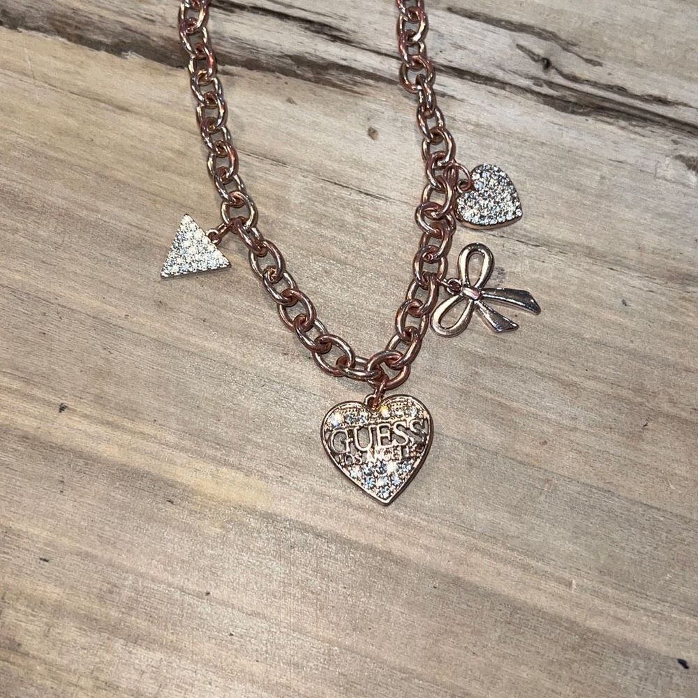 Vintage Guess DIY Necklace With Charms Silver Tone